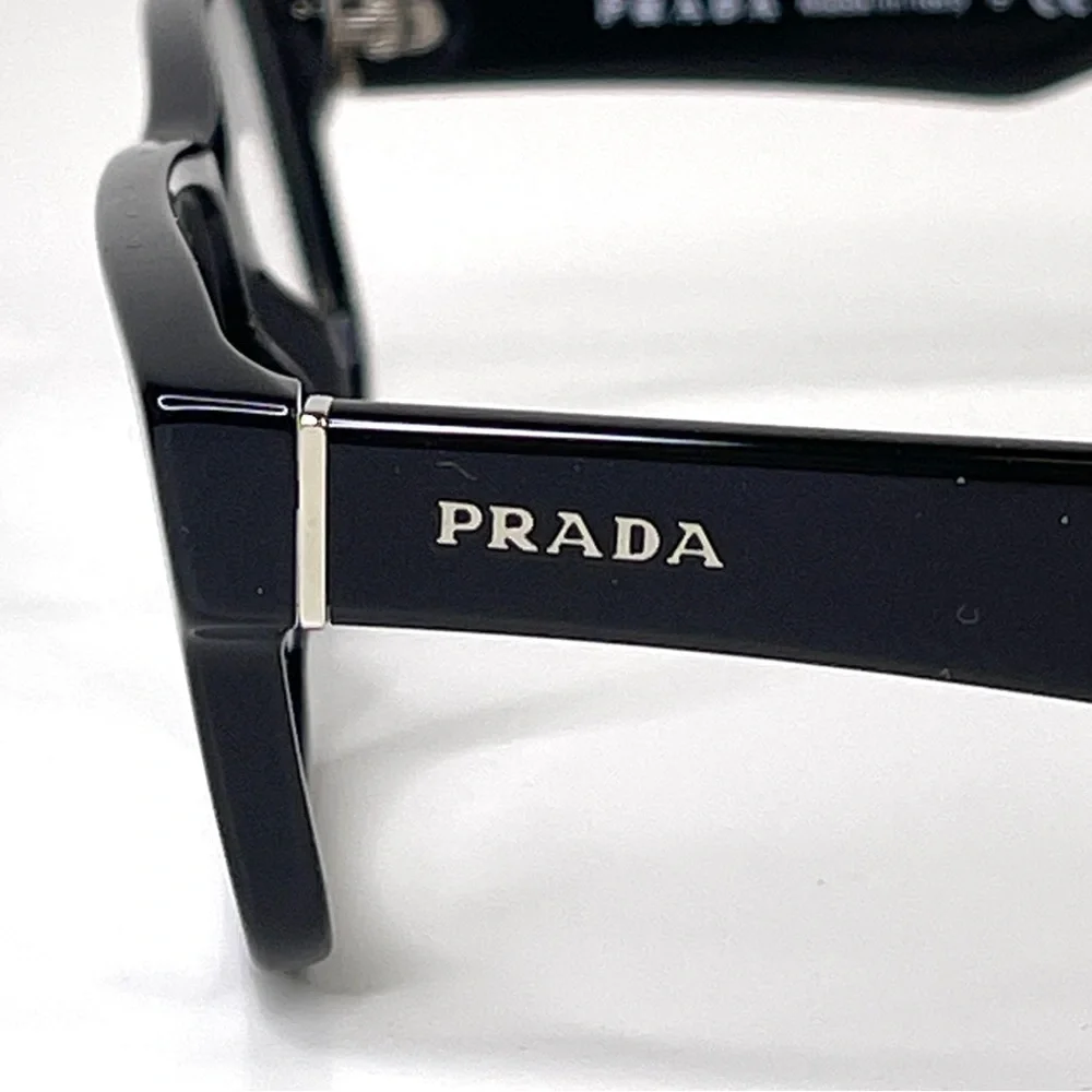 PRADA 55mm Rectangular Optical Glasses Black NEW In Case With Box